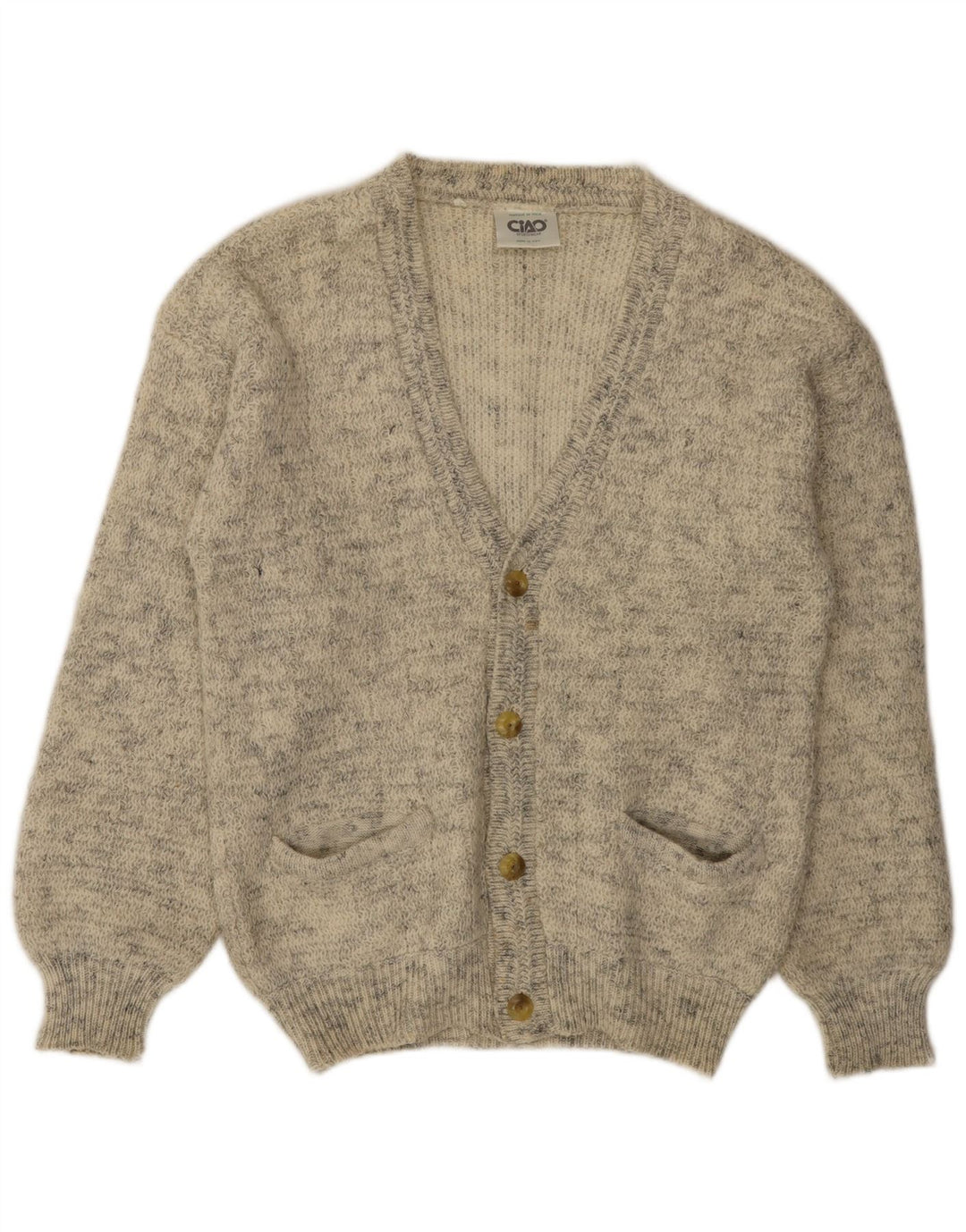 Maglione cardigan da uomo Cido, acrilico chiazzato beige grande
