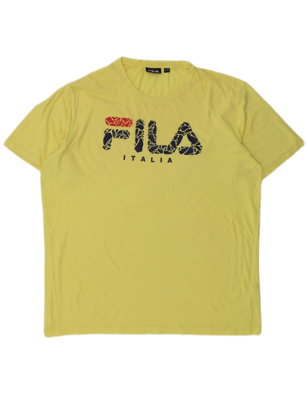 T-shirt grafica da uomo FILA Top XL in cotone giallo