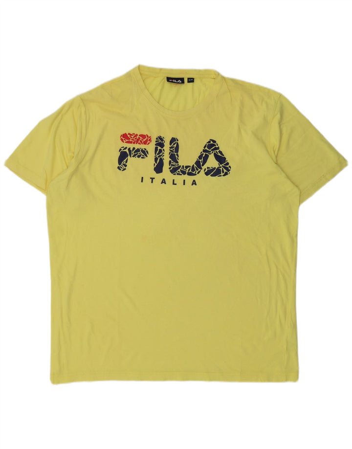 T-shirt grafica da uomo FILA Top XL in cotone giallo
