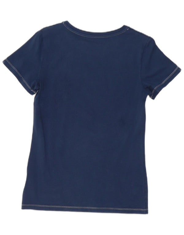 CALVIN KLEIN JEANS T-shirt grafica da donna Top UK 10 Small Blu Navy Cotone