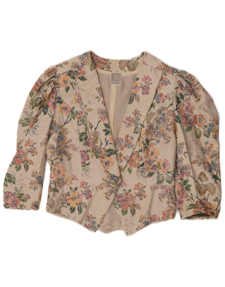 Giacca blazer da donna con maniche a 3/4 e 1 bottone Eger IT 42 Beige medio floreale