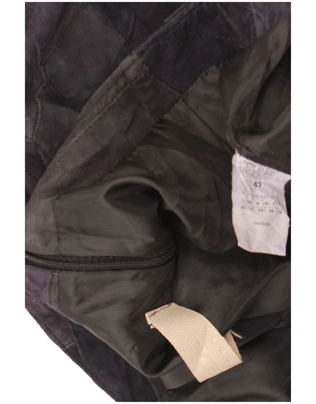 Gonna in pelle scamosciata da donna VINTAGE UK 10 piccola W28 in pelle patchwork multicolore