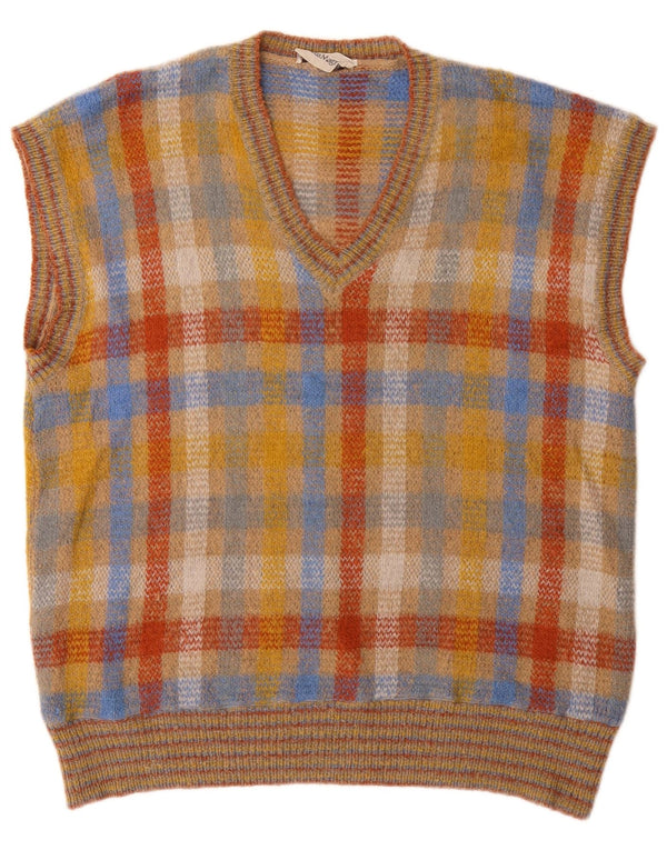 Canotta vintage da uomo, canotta, grande, multicolore, a quadri
