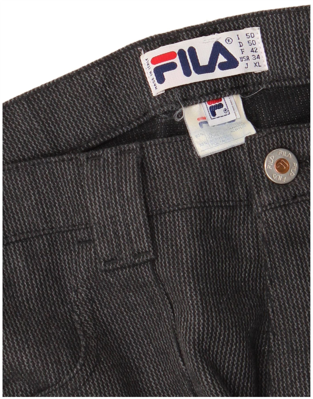 Pantaloni cargo dritti da uomo Fila IT 50 Large W34 L30 cotone grigio