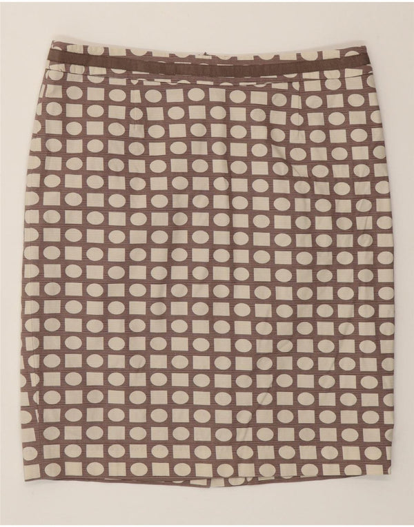 BODEN Womens Pencil Skirt UK 16 Large W34 Beige Geometric Cotton
