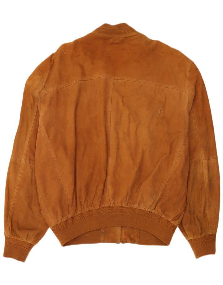 Giubbotto bomber vintage in pelle scamosciata da uomo IT 54 2XL in pelle marrone
