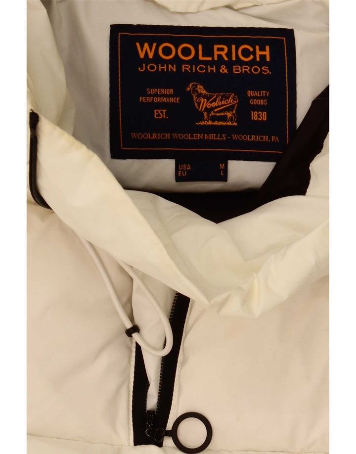 Giacca imbottita anorak da uomo con cappuccio Woolrich UK 40 grande bianca