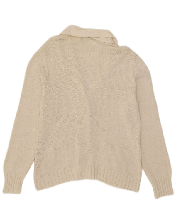 Maglione cardigan da donna Glenfield UK 18 XL cotone bianco