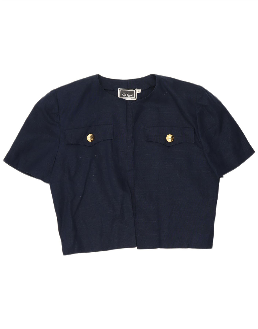 Luisa Spagnoli Top Bolero a maniche corte da donna UK 12 Medio Blu Navy Cotone