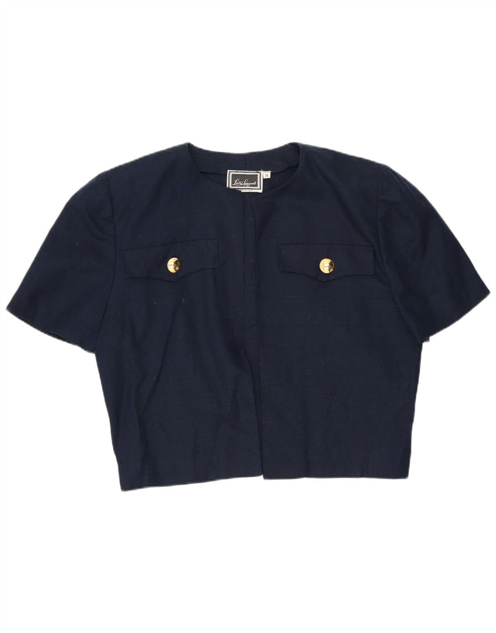 Luisa Spagnoli Top Bolero a maniche corte da donna UK 12 Medio Blu Navy Cotone