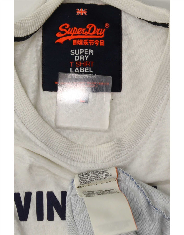 T-shirt grafica da uomo Superdry Top grande in cotone color block bianco
