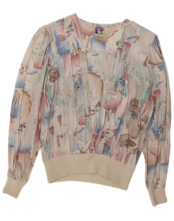 C&A Camicetta a maniche lunghe da donna con motivo astratto UK 14 Bianco medio
