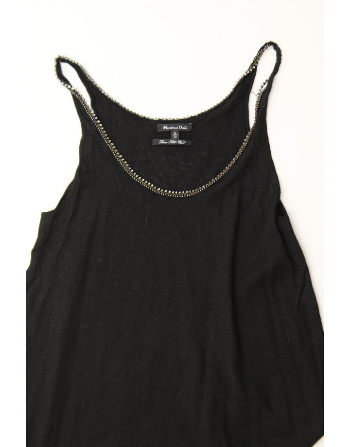 MASSIMO DUTTI Womens Sleeveless Asymmetric Tunic Top UK 10 Small Black Vintage Massimo Dutti and Second-Hand Massimo Dutti from Messina Hembry 