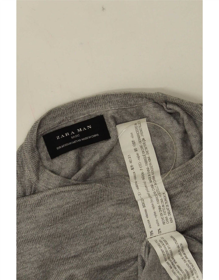 Maglione Zara da uomo girocollo in viscosa grigio medio
