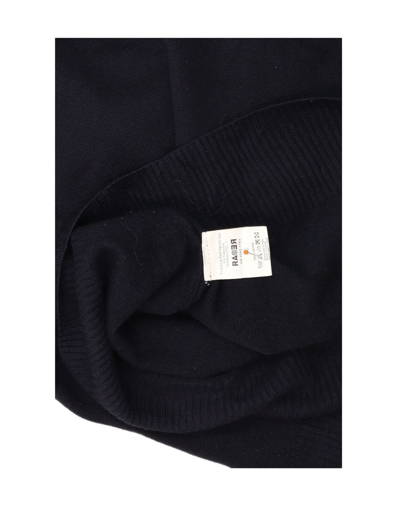 RARE Womens Graphic Roll Neck Jumper Sweater UK 20 2XL Navy Blue Wool Vintage Rare and Second-Hand Rare from Messina Hembry 