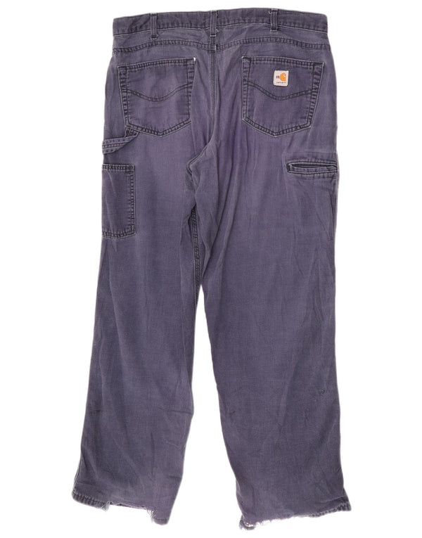 Carhartt Mens Straight Cargo Trousers W36 L32 Blue Cotton