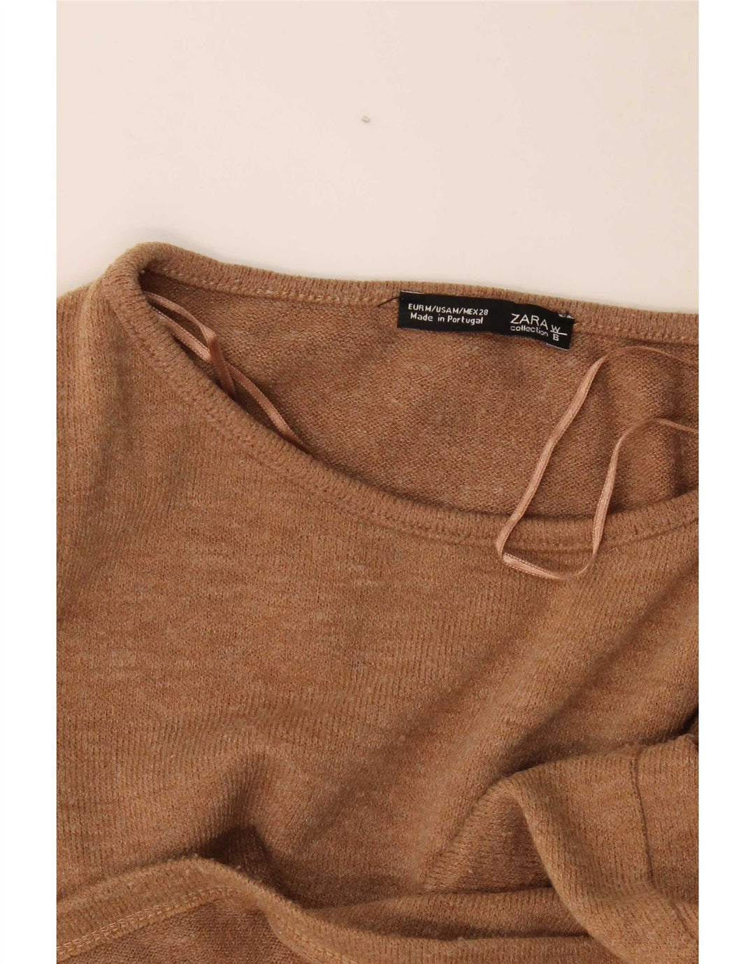 Top Zara da donna con spalle scoperte, camicetta UK 14 beige medio chiazzato