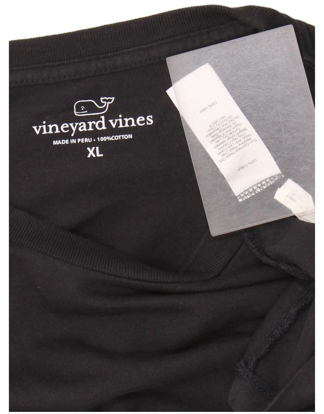 VINEYARD VINES Top grafico da uomo manica lunga XL cotone nero