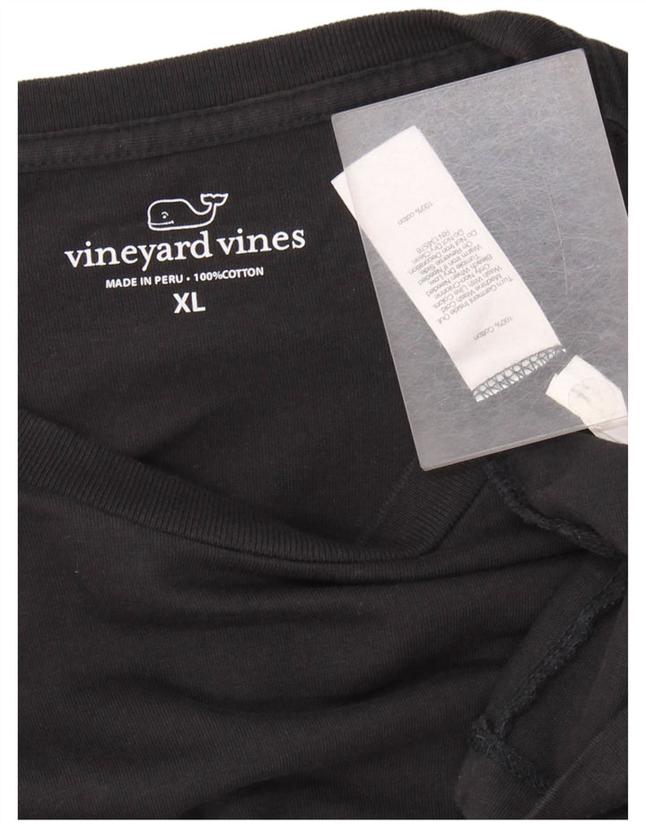VINEYARD VINES Top grafico da uomo manica lunga XL cotone nero