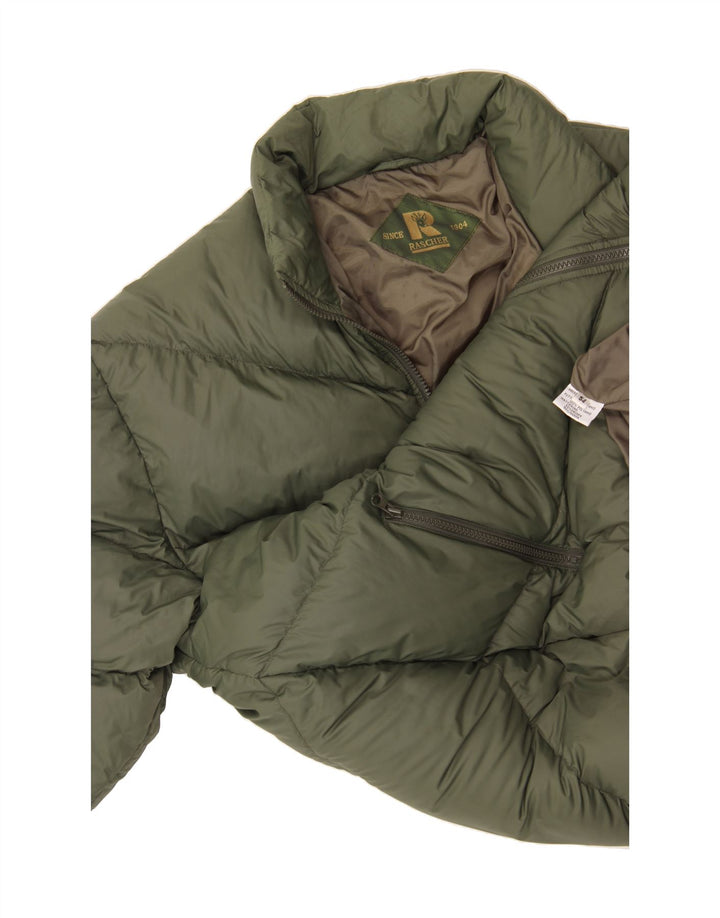 RASCHER Mens Padded Jacket IT 54 2XL Khaki Polyester Vintage Rascher and Second-Hand Rascher from Messina Hembry 