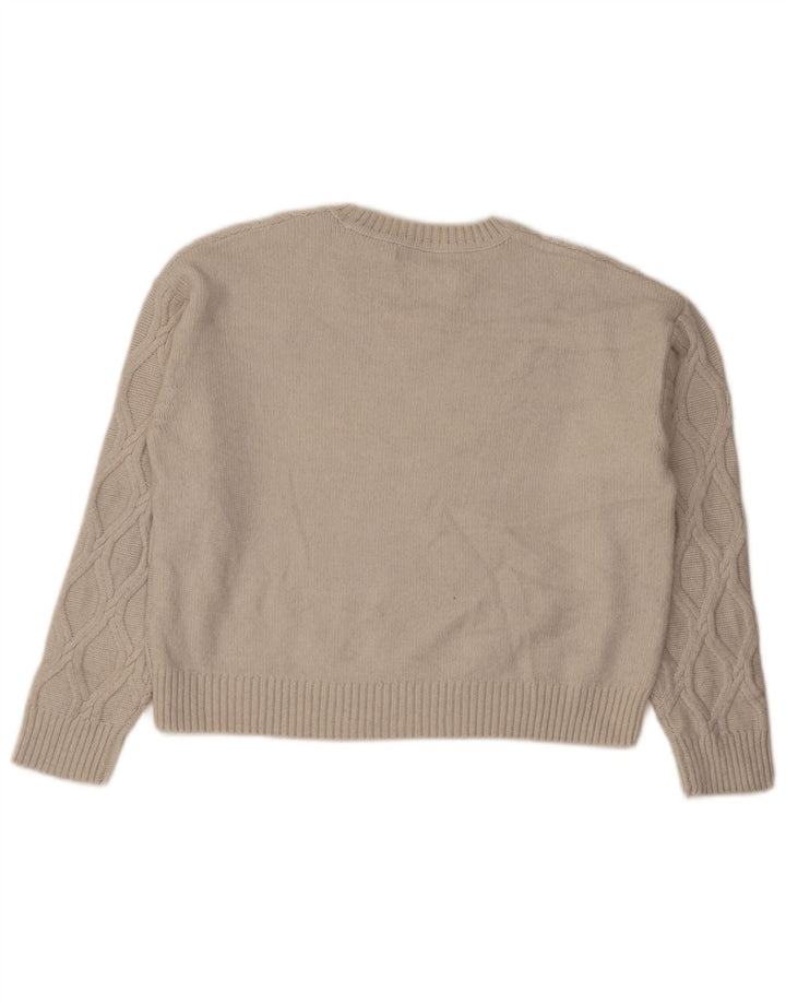 Maglione maglione girocollo da donna Marks & Spencer vestibilità ampia UK 14 medio Beige