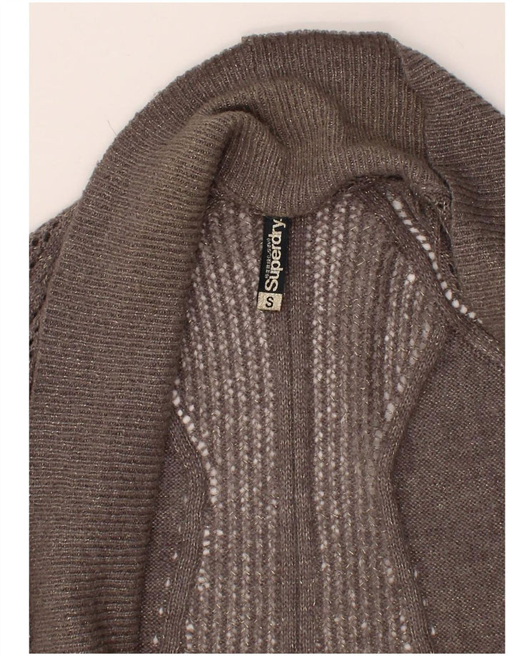 SUPERDRY Womens Oversized Cardigan Sweater UK 10 Small Grey Acrylic Vintage Superdry and Second-Hand Superdry from Messina Hembry 