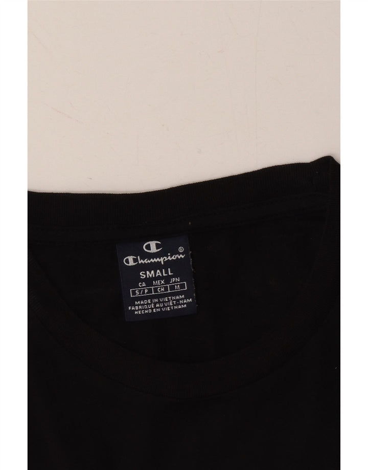 CHAMPION Mens Graphic T-Shirt Top Small Black Cotton Vintage Champion and Second-Hand Champion from Messina Hembry 