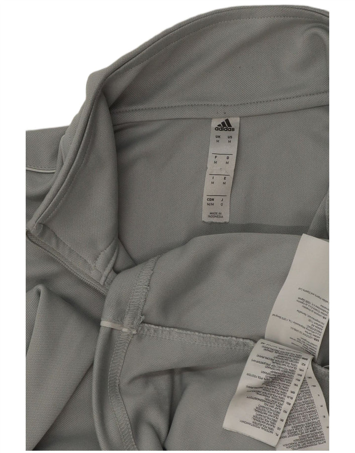 Adidas Uomo Aeroready Zip Collo Pullover Tuta Top Poliestere Grigio Medio