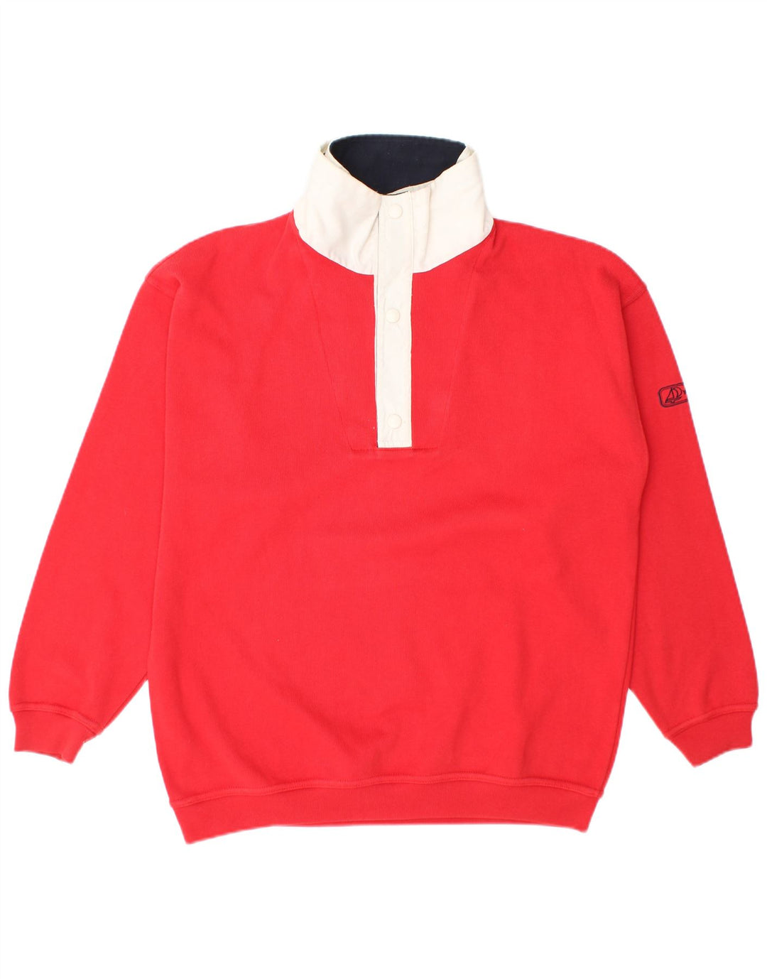 Yachting Club Felpa da uomo con collo abbottonato Maglione grande rosso color block