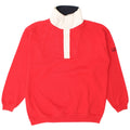 Yachting Club Felpa da uomo con collo abbottonato Maglione grande rosso color block