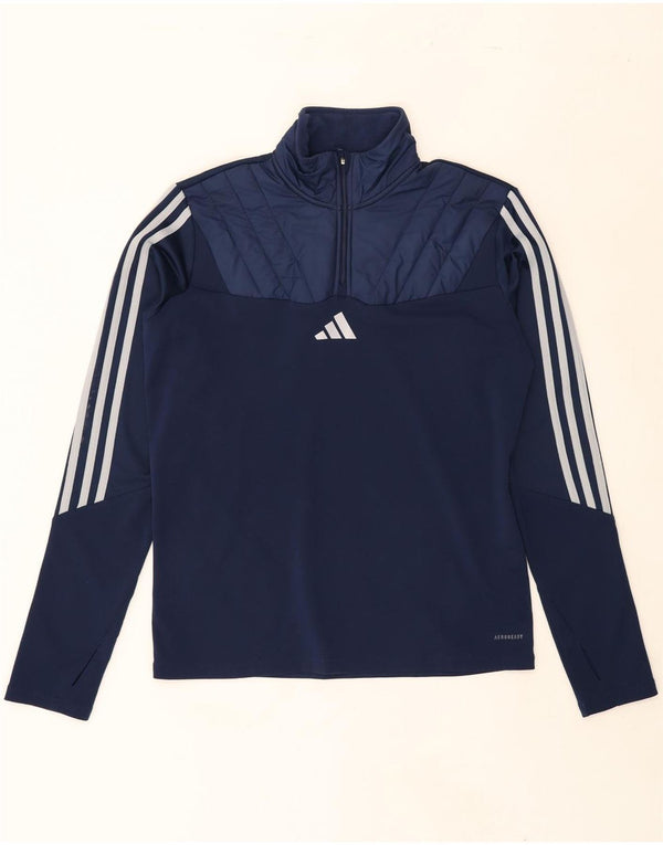 ADIDAS Mens Aeroready Zip Neck Pullover Tracksuit Top Medium Navy Blue