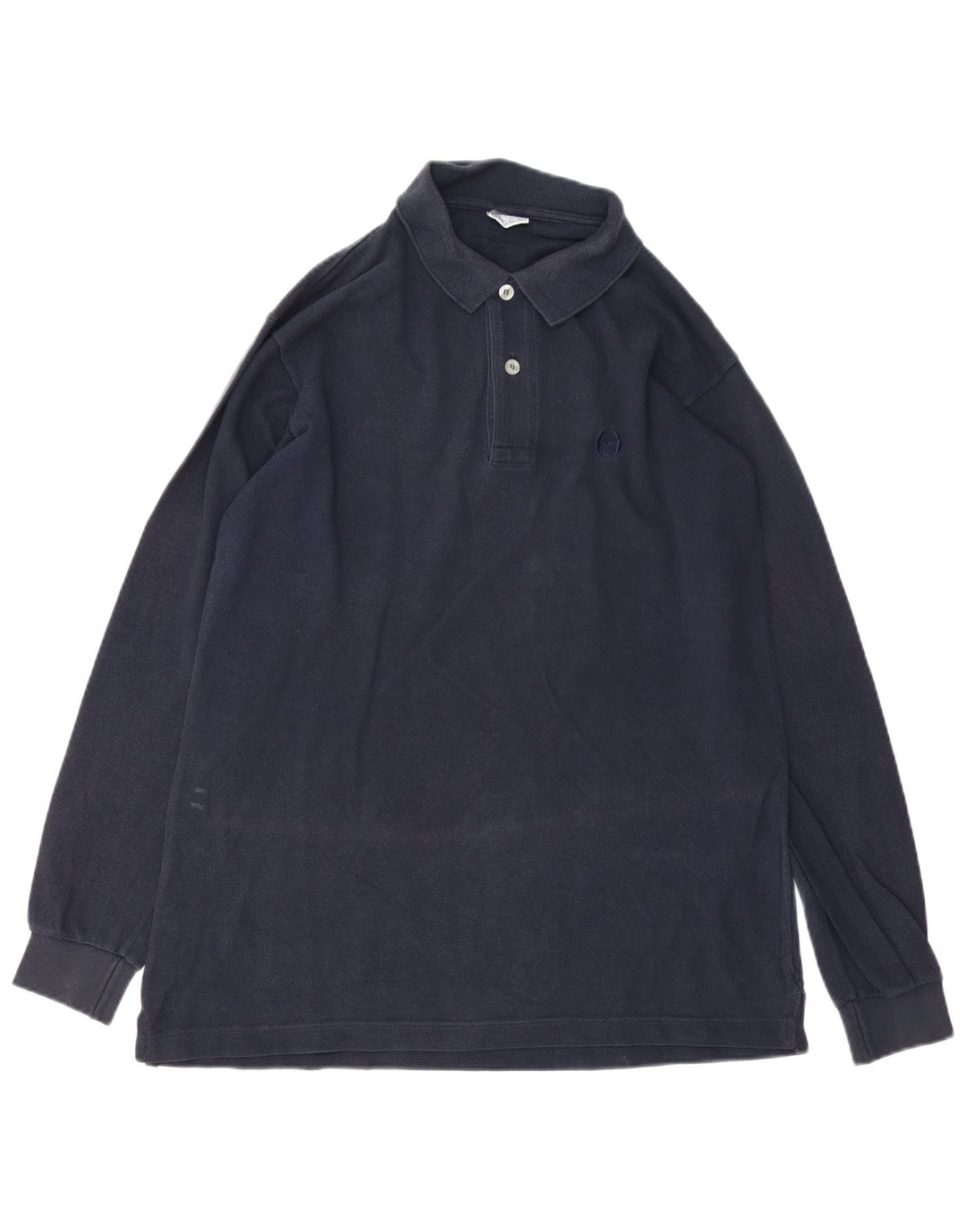 Polo da uomo a maniche lunghe Sergio Tacchini in cotone blu navy medio