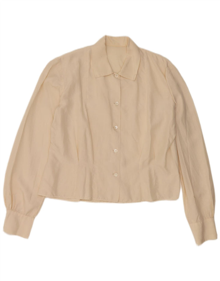 Camicetta corta da donna vintage UK 14 Beige medio