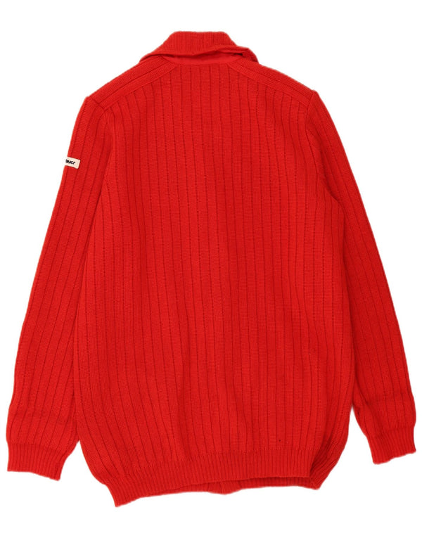 Maglione cardigan da uomo vintage UK 46 XL lana rossa