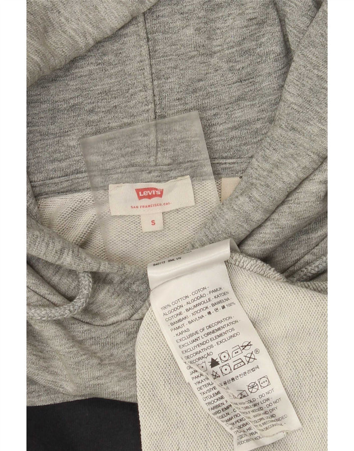 Levi's Mens Graphic Hoodie Jumper Small Grey Flecked Cotton