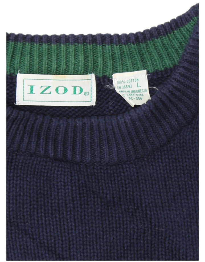 Maglione da uomo girocollo IZOD grande in cotone color block blu navy
