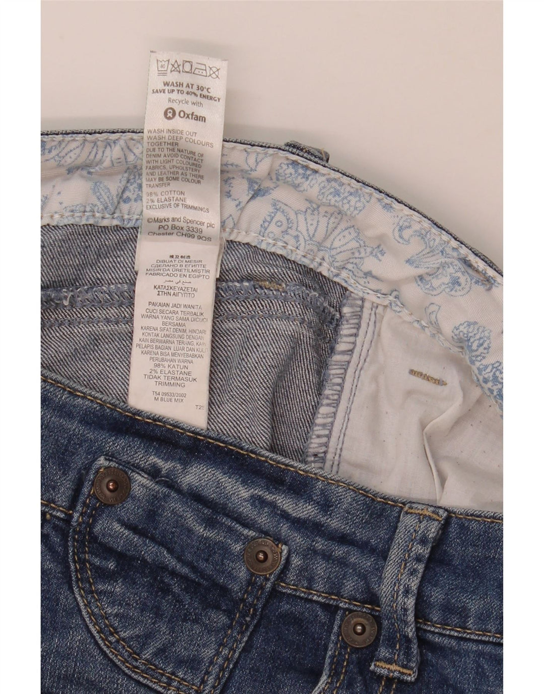 Pantaloncini di jeans da uomo Marks & Spencer UK 12 medi W32 cotone blu