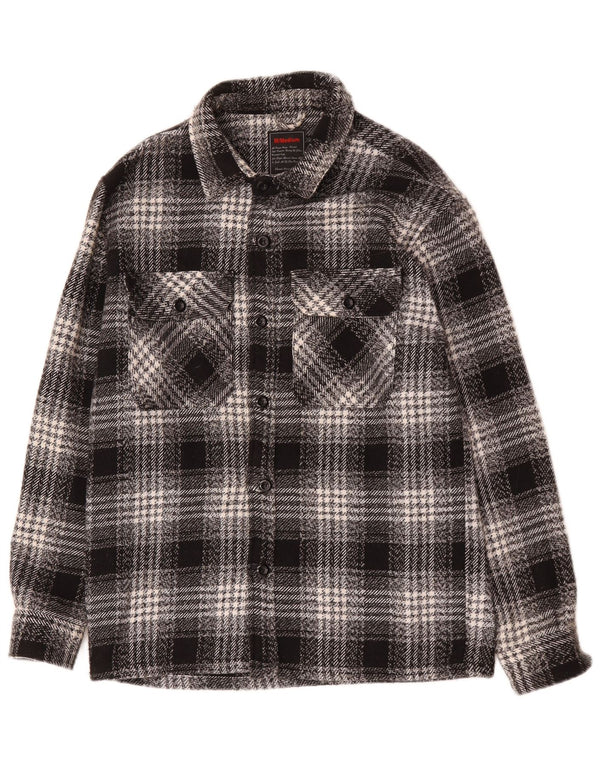 Camicia da uomo vintage in flanella, cotone medio a quadri neri