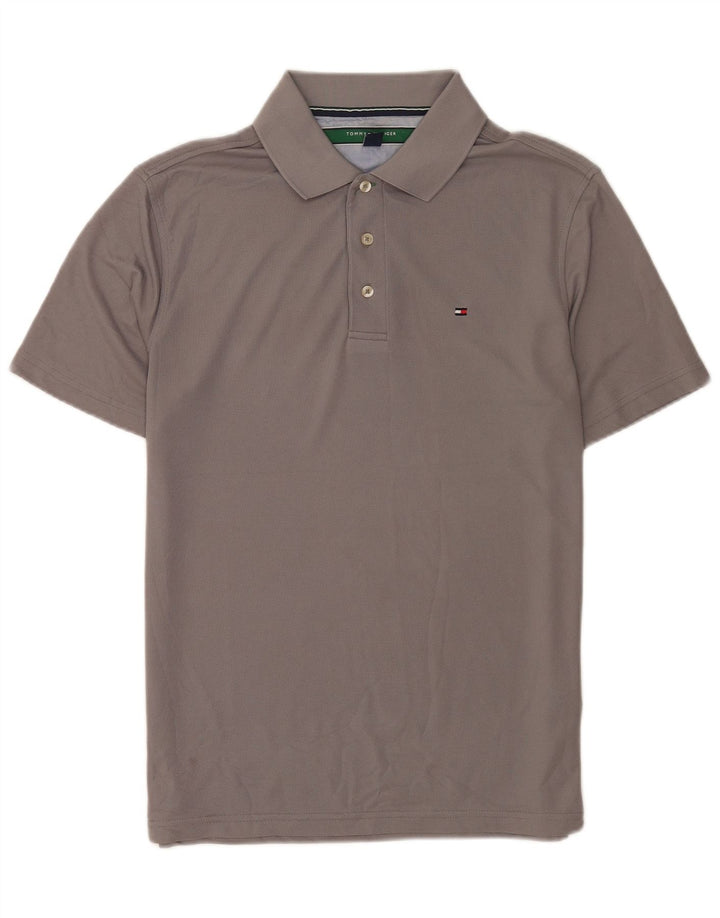 Polo da uomo Tommy Hilfiger in poliestere grigio medio