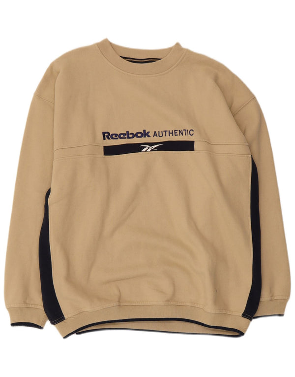 REEBOK Felpa grafica da uomo Maglione grande in cotone color block beige