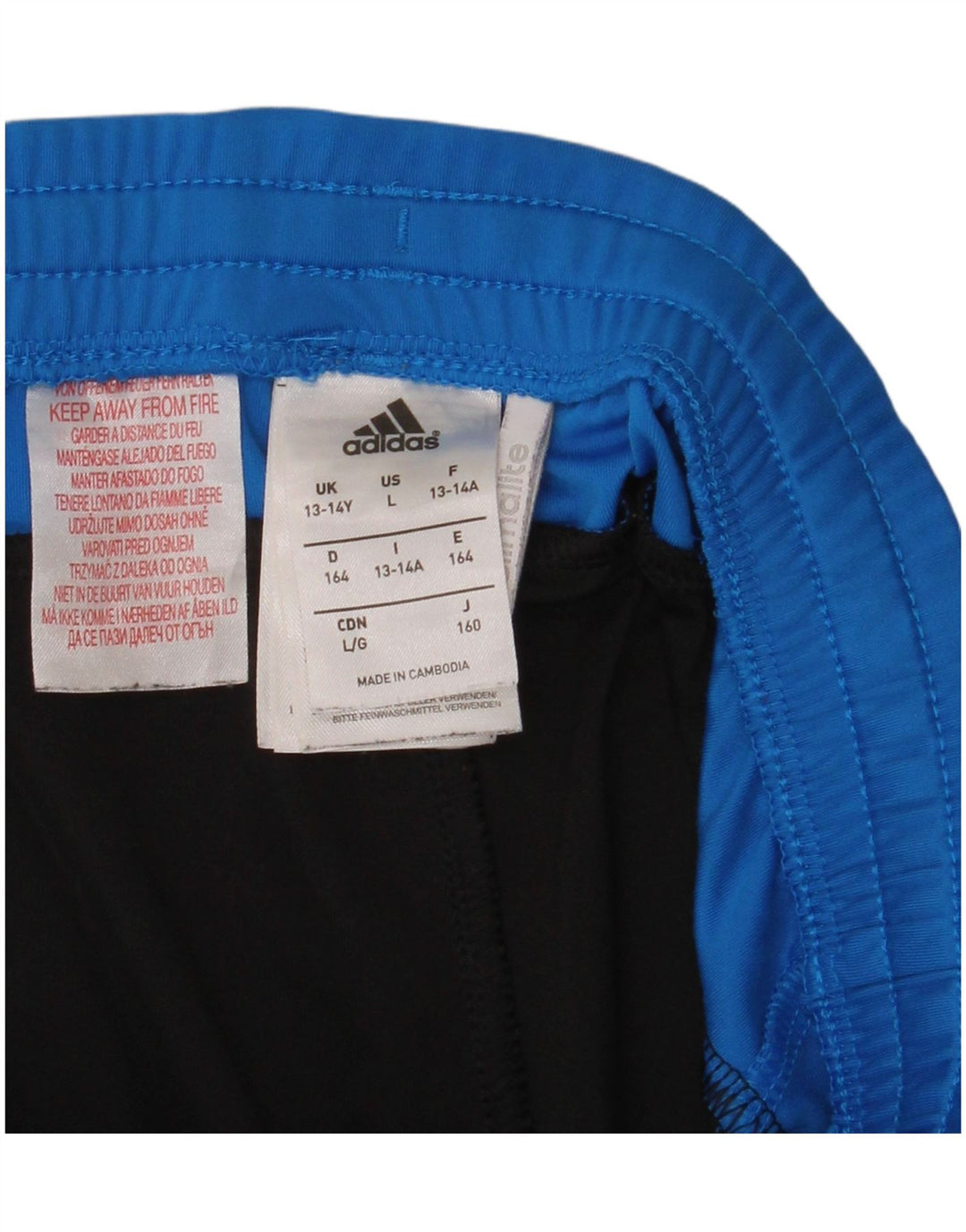 Pantaloncini sportivi Adidas Climalite da ragazzo 13-14 anni in poliestere color block nero