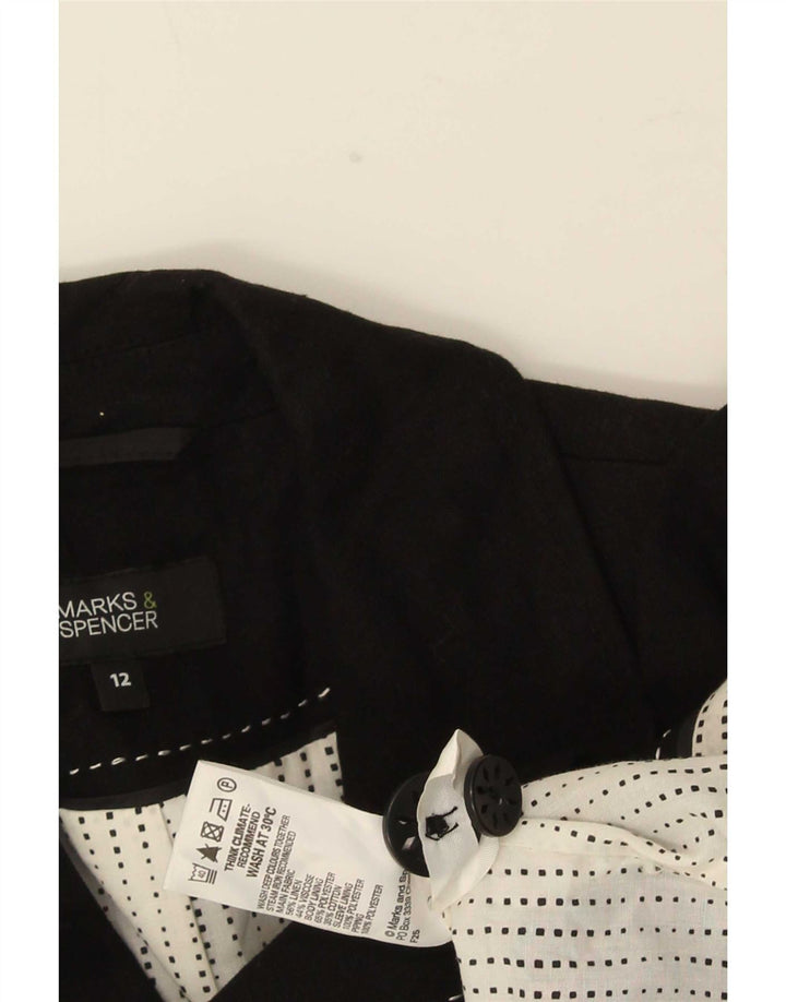 Giacca blazer a 3 bottoni Marks & Spencer da donna UK 12 lino medio nero