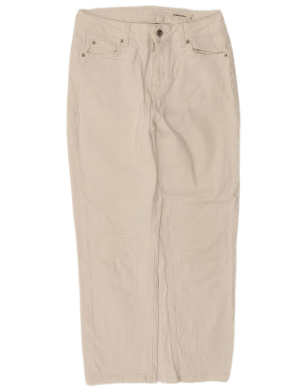 Jeans cropped slim da donna Marks & Spencer UK 10 Small W28 L24 Cotone bianco