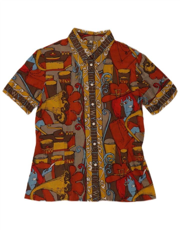 Camicetta camicia vintage da donna con motivo astratto IT 48 XL multicolore