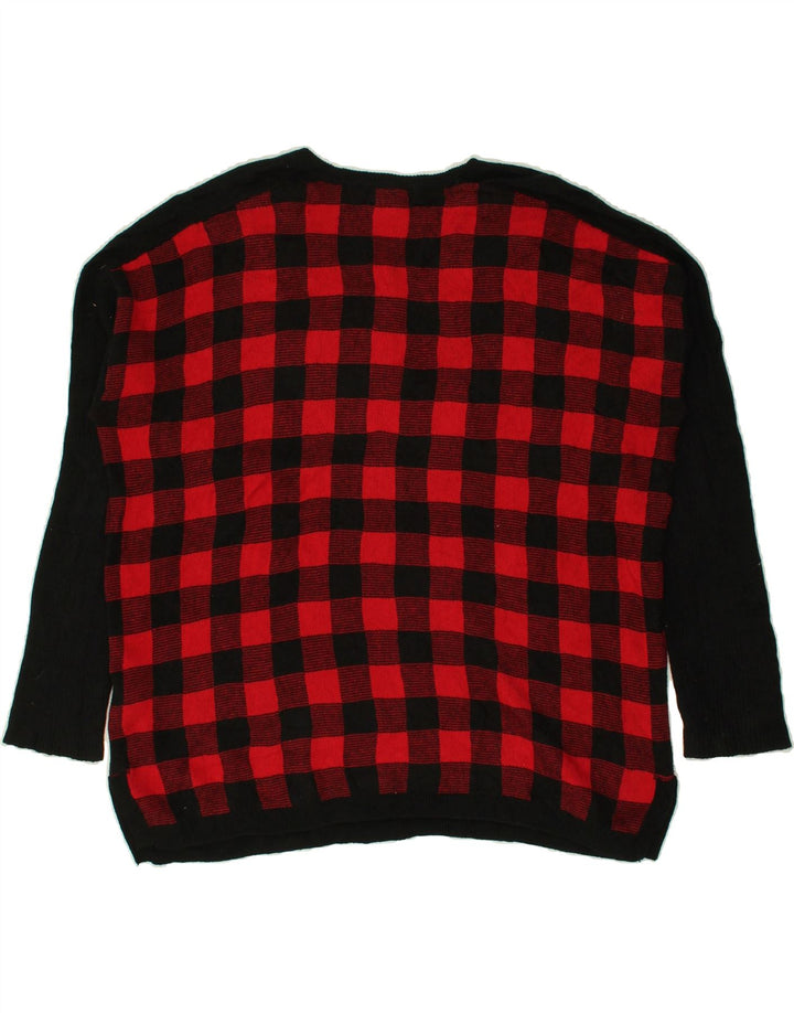 CHAPS Womens Crew Neck Jumper Sweater UK 16 Large Red Gingham Cotton | Vintage Chaps | Thrift | Second-Hand Chaps | Used Clothing | Messina Hembry 