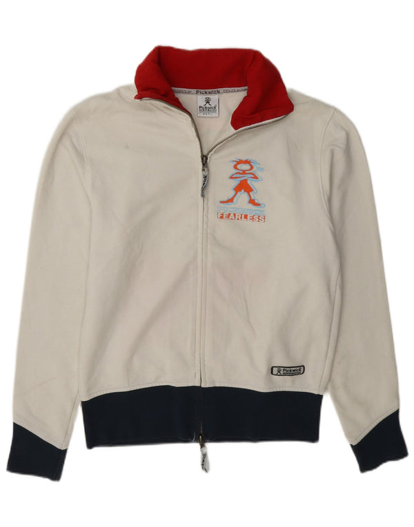 Pickwick Womens Graphic Tracksuit Top Jacket UK 10 Small White Colourblock