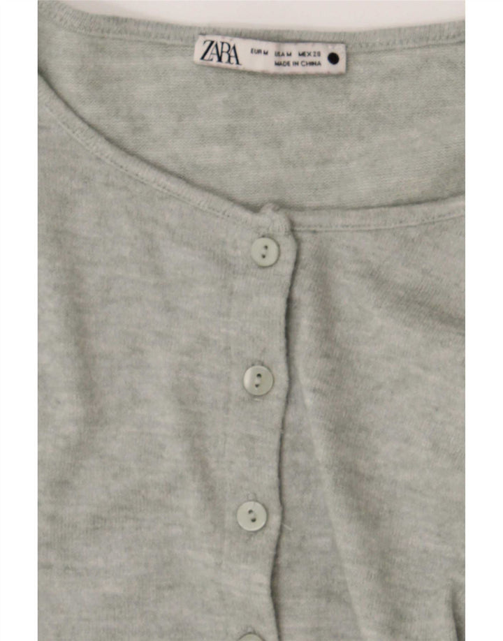 Maglione cardigan corto da donna Zara UK 12 Grigio medio screziato