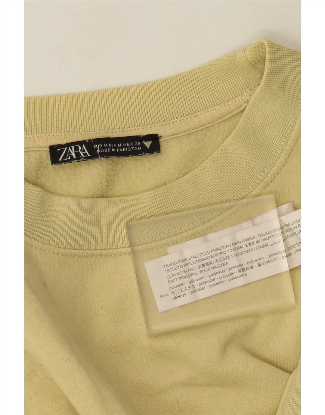 Felpa corta da donna Zara UK 14 poliestere giallo medio