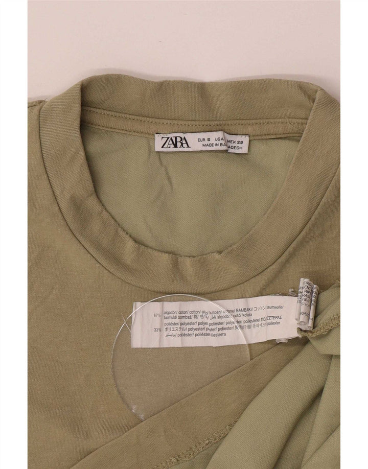 T-shirt Zara da uomo Top Small in cotone kaki