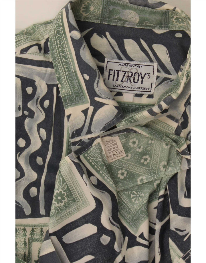Camicia a maniche corte da uomo Fitzroy Large verde patchwork in viscosa